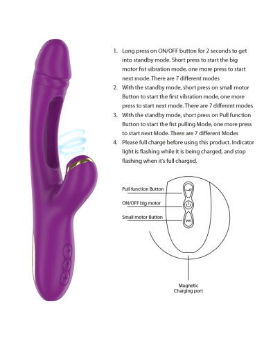 INTENSE - ATENEO RECHARGEABLE MULTIFUNCTION VIBRATOR 7 VIBRATIONS WITH OSCILLATING TONGUE AND PURPLE SUCTION
