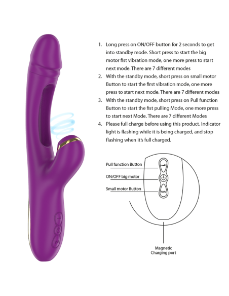 INTENSE - ATENEO RECHARGEABLE MULTIFUNCTION VIBRATOR 7 VIBRATIONS WITH OSCILLATING TONGUE AND PURPLE SUCTION