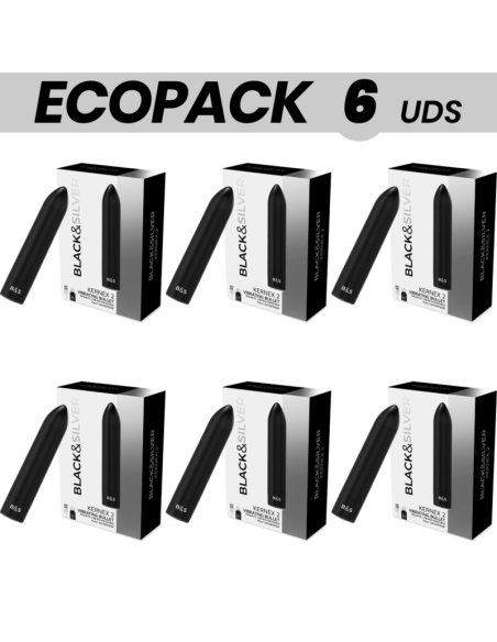 ECOPACK 6 UNITS - BLACKandSILVER KERNEX 2 VIBRATING MAGNETIC BULLET BLACK
