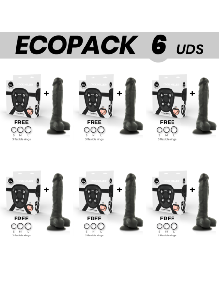 ECOPACK 6 VIENETAI – „COCK MILLER“ KELNĖS SILIKONINĖS TANKIO ARTIKULIUOJAMOS JUODOS COCKSIL 19,5 CM