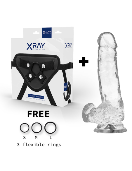 X RAY - HARNESS CLEAR COCK WITH BALLS 18.5 CM -O- 3.8 CM