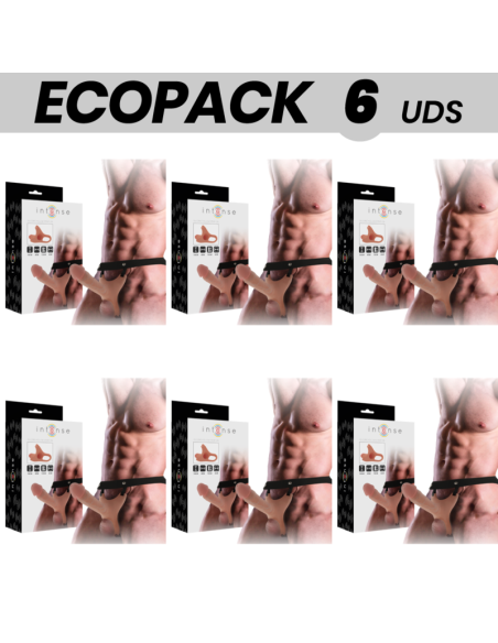 ECOPACK 6 UNITS - INTENSE HOLLOW HARNESS WITH DILDO 16 X 3.5 CM