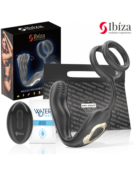 IBIZA - WIGGLE REMOTE CONTROLLED ROTATING ANAL PLUG WITH PERINEAL VIBRATION AND PENIS ENHANCING RINGS