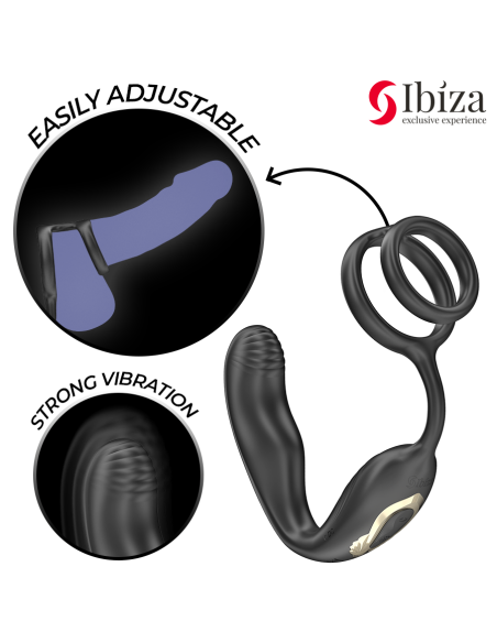 IBIZA - WIGGLE REMOTE CONTROLLED ROTATING ANAL PLUG WITH PERINEAL VIBRATION AND PENIS ENHANCING RINGS
