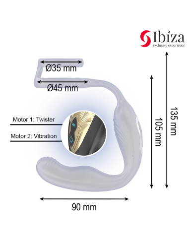 IBIZA - WIGGLE REMOTE CONTROLLED ROTATING ANAL PLUG WITH PERINEAL VIBRATION AND PENIS ENHANCING RINGS