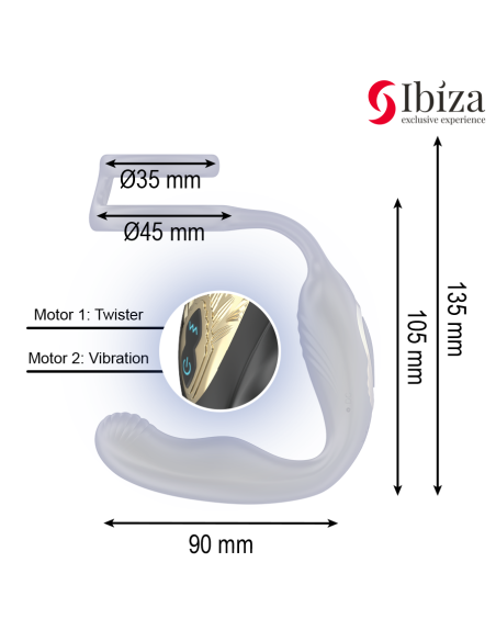 IBIZA - WIGGLE REMOTE CONTROLLED ROTATING ANAL PLUG WITH PERINEAL VIBRATION AND PENIS ENHANCING RINGS