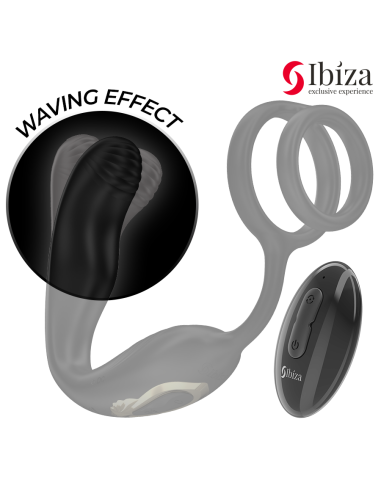 IBIZA - WIGGLE REMOTE CONTROLLED ROTATING ANAL PLUG WITH PERINEAL VIBRATION AND PENIS ENHANCING RINGS