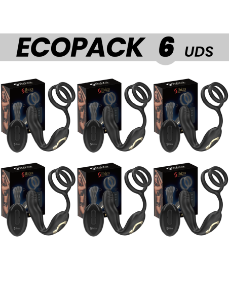 ECOPACKS 6 VIENETAI - IBIZA WIGGLE NUOTOLINIO VALDYMO SUKAMASIS ANALINIS KAIŠTELIS SU TARPAVIEČIO VIBRAVIMU IR VARPOS DIDINIMO Ž