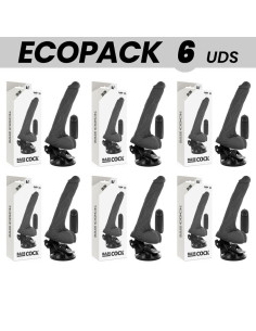 ECOPACK 6 VIENETAI - BASECOCK REALISTINIS JUODAS VIBRATORIUS SU NUOTOLINIU VALDYMU 20 CM - O - 4 CM SĖKLELĖMIS