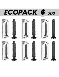 ECOPACK 6 UNITS - BASECOCK REALISTIC VIBRATOR 2-1 BLACK 20 CM -O- 4 CM