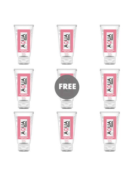 AQUA TRAVEL - STRAWBERRY CREAM FLAVOUR WATERBASED LUBRICANT - 50 ML 81 FREE