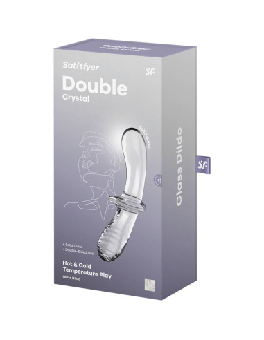SATISFYER - DVIGUBAS KRISTALINIS DILDO, SKAIDRUS