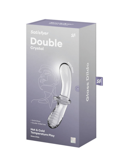 SATISFYER - DVIGUBAS KRISTALINIS DILDO, SKAIDRUS