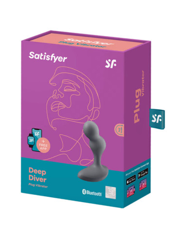 SATISFYER – „DEEP DIVER“ VIBRUOJANČIO KIMŠTUKO PROGRAMĖLĖ, PILKA