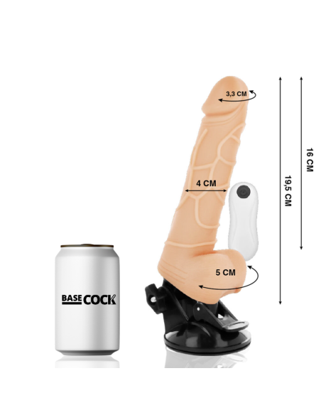 BASECOCK - REALISTIC VIBRATOR REMOTE CONTROL NATURAL WITH TESTICLES 19.5 CM -O- 4 CM