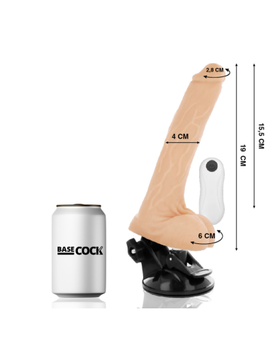 BASECOCK – REALISTINIS VIBRATORIUS SU NUOTOLINIO VALDYMO VALDYMU, ODOS DYDIS 19 CM – O – 4 CM