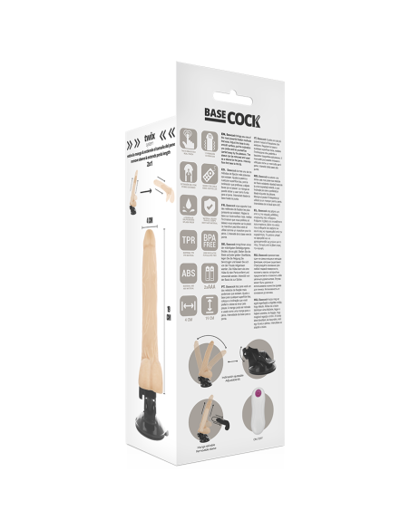 BASECOCK – REALISTINIS VIBRATORIUS SU NUOTOLINIO VALDYMO VALDYMU, ODOS DYDIS 19 CM – O – 4 CM