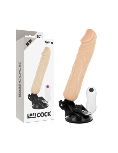 BASECOCK – REALISTINIS VIBRATORIUS SU NUOTOLINIO VALDYMO VALDYMU, ODOS IŠMAŠA 20 CM – O – 4 CM
