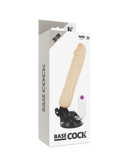 BASECOCK – REALISTINIS VIBRATORIUS SU NUOTOLINIO VALDYMO VALDYMU, ODOS IŠMAŠA 20 CM – O – 4 CM