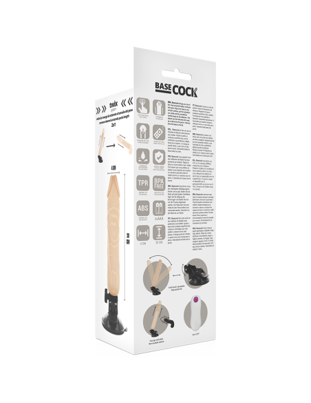 BASECOCK – REALISTINIS VIBRATORIUS SU NUOTOLINIO VALDYMO VALDYMU, ODOS IŠMAŠA 20 CM – O – 4 CM