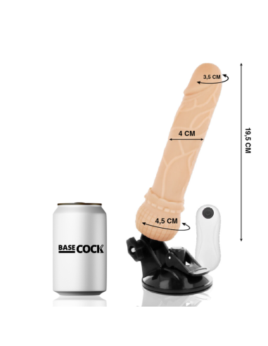 BASECOCK – REALISTINIS VIBRATORIUS SU NUOTOLINIO VALDYMO VALDYMU, ODOS DYDIS 19,5 CM – O – 4 CM