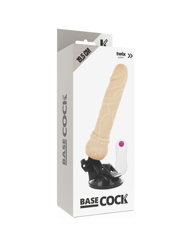 BASECOCK – REALISTINIS VIBRATORIUS SU NUOTOLINIO VALDYMO VALDYMU, ODOS DYDIS 19,5 CM – O – 4 CM