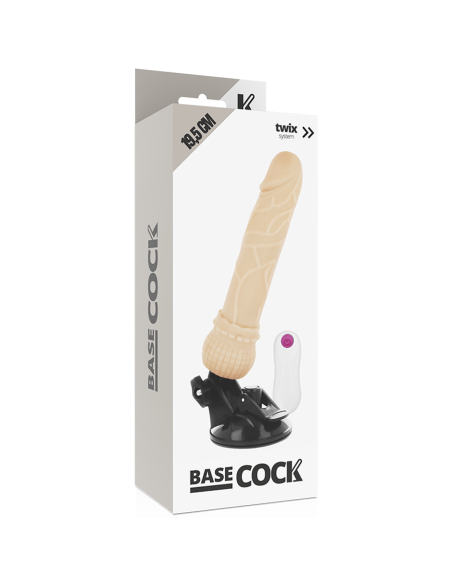 BASECOCK – REALISTINIS VIBRATORIUS SU NUOTOLINIO VALDYMO VALDYMU, ODOS DYDIS 19,5 CM – O – 4 CM