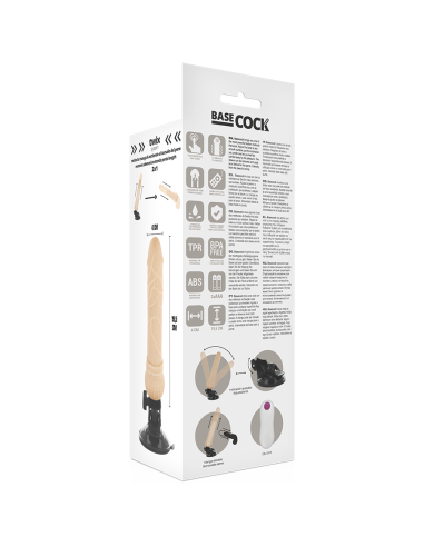 BASECOCK – REALISTINIS VIBRATORIUS SU NUOTOLINIO VALDYMO VALDYMU, ODOS DYDIS 19,5 CM – O – 4 CM