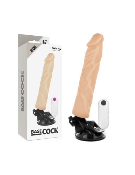 BASECOCK - REALISTINIS VIBRATORIUS SU NUOTOLINIO VALDYMO VALDYMU, ODOS DYDIS 21 CM -O- 4 CM