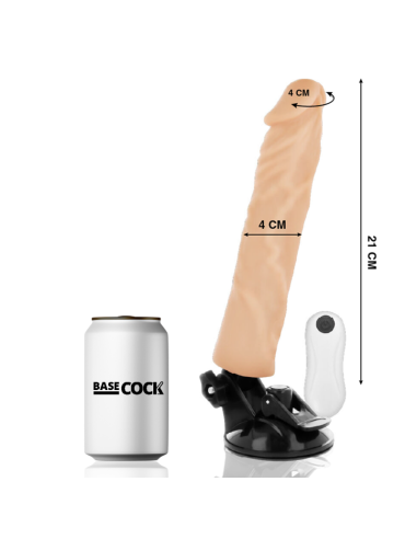 BASECOCK - REALISTINIS VIBRATORIUS SU NUOTOLINIO VALDYMO VALDYMU, ODOS DYDIS 21 CM -O- 4 CM