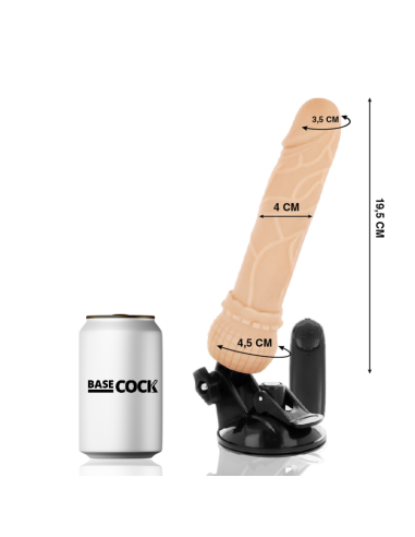 BASECOCK – REALISTINIS VIBRATORIUS SU NUOTOLINIO VALDYMO VALDYMU, ODOS DYDIS 19,5 CM – O – 4 CM
