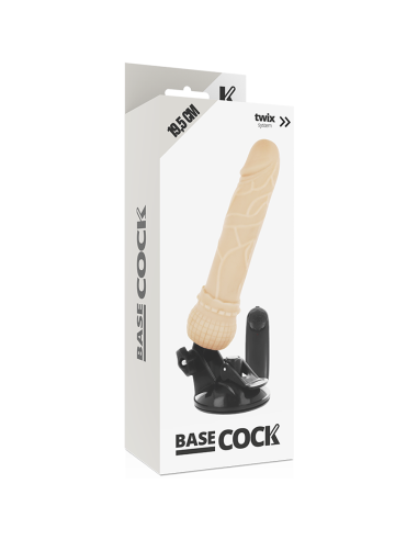 BASECOCK – REALISTINIS VIBRATORIUS SU NUOTOLINIO VALDYMO VALDYMU, ODOS DYDIS 19,5 CM – O – 4 CM