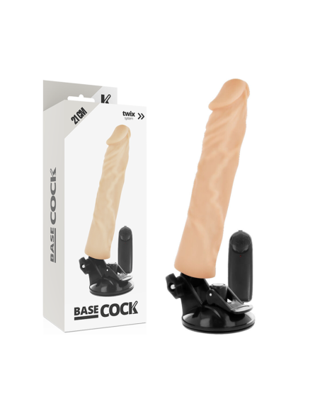 BASECOCK - REALISTINIS VIBRATORIUS SU NUOTOLINIO VALDYMO VALDYMU, ODOS DYDIS 21 CM -O- 4 CM