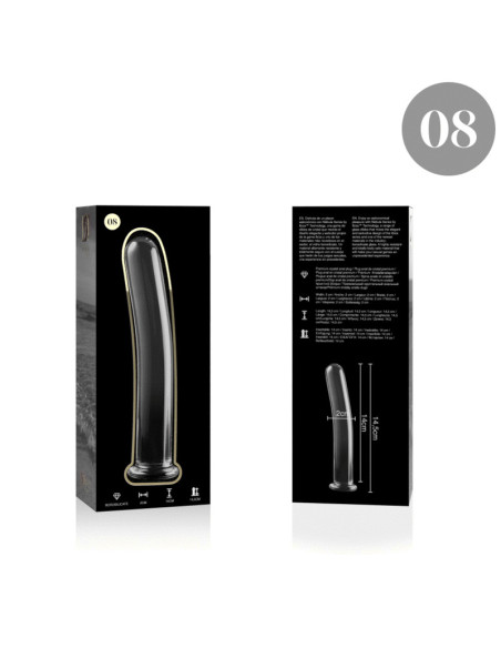 NEBULA SERIES BY IBIZA - MODEL 8 DILDO BOROSILICATE GLASS CLEAR 14.5 CM -O- 2 CM