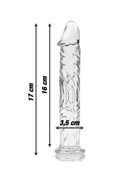 NEBULA SERIES BY IBIZA – 12 modelio dildo, borosilikatinis stiklas, skaidrus, 17 cm, storis – 3,5 cm