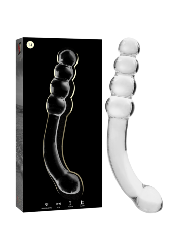 NEBULA SERIES BY IBIZA - MODEL 14 DILDO BOROSILICATE GLASS CLEAR 18.5 CM -O- 3 CM