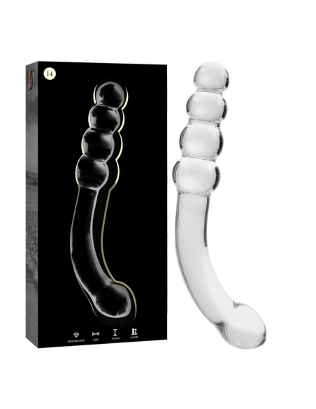 NEBULA SERIES BY IBIZA - MODEL 14 DILDO BOROSILICATE GLASS CLEAR 18.5 CM -O- 3 CM