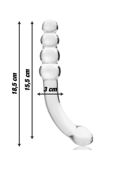 NEBULA SERIES BY IBIZA - MODEL 14 DILDO BOROSILICATE GLASS CLEAR 18.5 CM -O- 3 CM