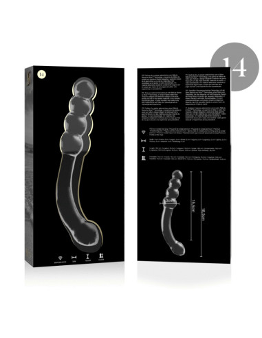 NEBULA SERIES BY IBIZA - MODEL 14 DILDO BOROSILICATE GLASS CLEAR 18.5 CM -O- 3 CM