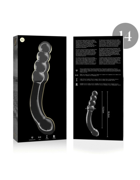 NEBULA SERIES BY IBIZA - MODEL 14 DILDO BOROSILICATE GLASS CLEAR 18.5 CM -O- 3 CM