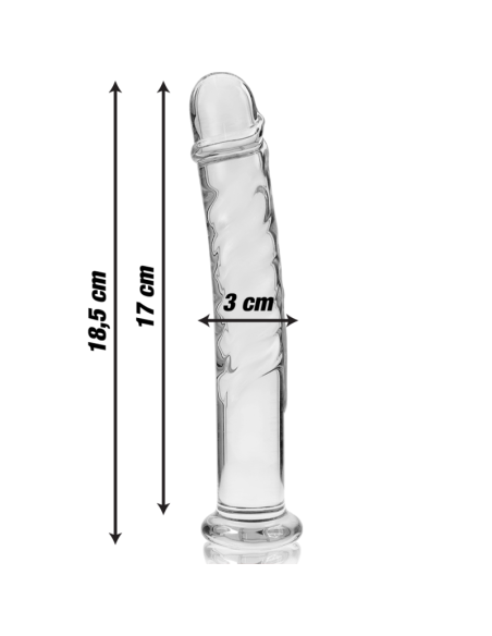 NEBULA SERIES BY IBIZA - MODEL 16 DILDO BOROSILICATE GLASS CLEAR 18.5 CM -O- 3 CM