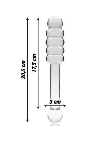 NEBULA SERIES BY IBIZA - MODEL 20 DILDO BOROSILICATE GLASS CLEAR 20.5 CM -O- 3 CM