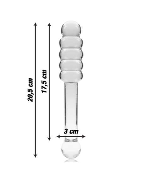NEBULA SERIES BY IBIZA - MODEL 20 DILDO BOROSILICATE GLASS CLEAR 20.5 CM -O- 3 CM