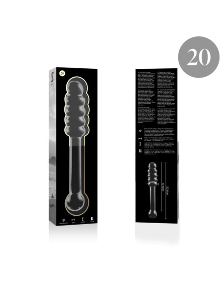 NEBULA SERIES BY IBIZA - MODEL 20 DILDO BOROSILICATE GLASS CLEAR 20.5 CM -O- 3 CM