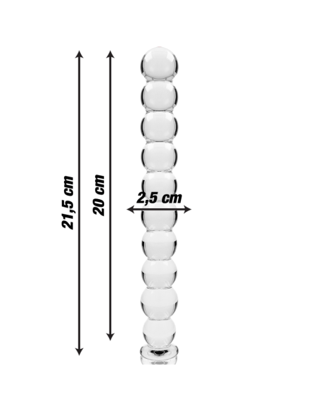 NEBULA SERIES BY IBIZA – 22 modelio dildo, borosilikatinis stiklas, skaidrus, 21,5 cm, 2,5 cm