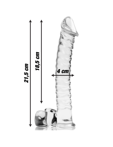NEBULA SERIES BY IBIZA – 23 modelio dildo, borosilikatinis stiklas, skaidrus, 21,5 cm, 0–4 cm
