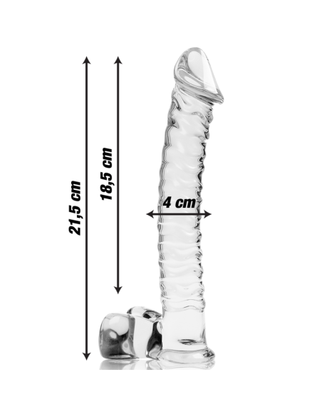NEBULA SERIES BY IBIZA - MODEL 23 DILDO BOROSILICATE GLASS CLEAR 21.5 CM -O- 4 CM