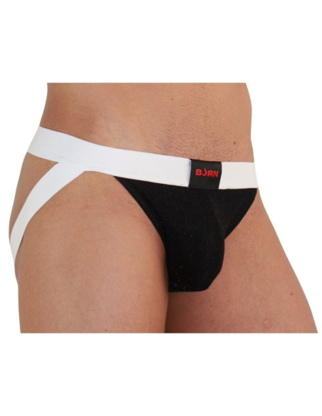BURN - 004 JOCK SHINY BLACK - WHITE S
