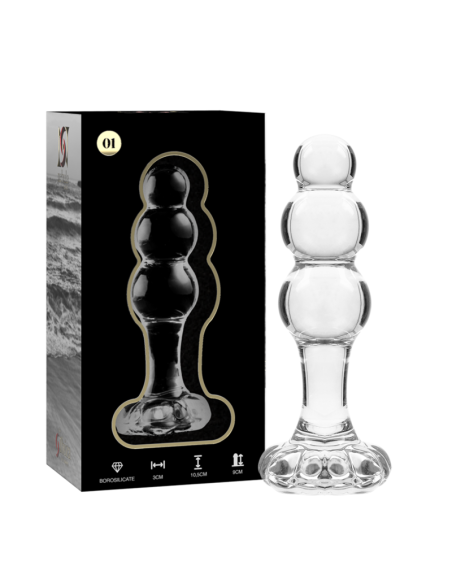 NEBULA SERIES BY IBIZA - MODEL 1 ANAL PLUG BOROSILICATE GLASS CLEAR 10.5 CM -O- 3 CM
