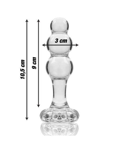 NEBULA SERIES BY IBIZA - MODEL 1 ANAL PLUG BOROSILICATE GLASS CLEAR 10.5 CM -O- 3 CM